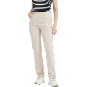 QBK Lightweight Golf Pants Women's XL/32 Stretchy High Waisted Beige
